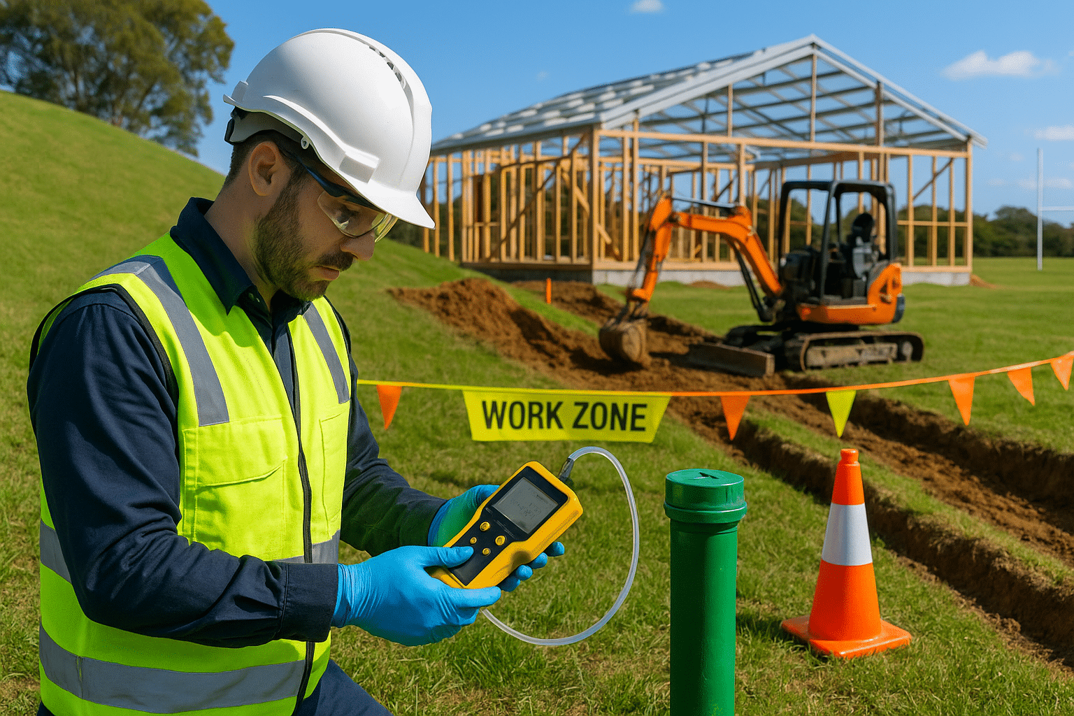 Construction on closed landfill - monitoring and CEMP