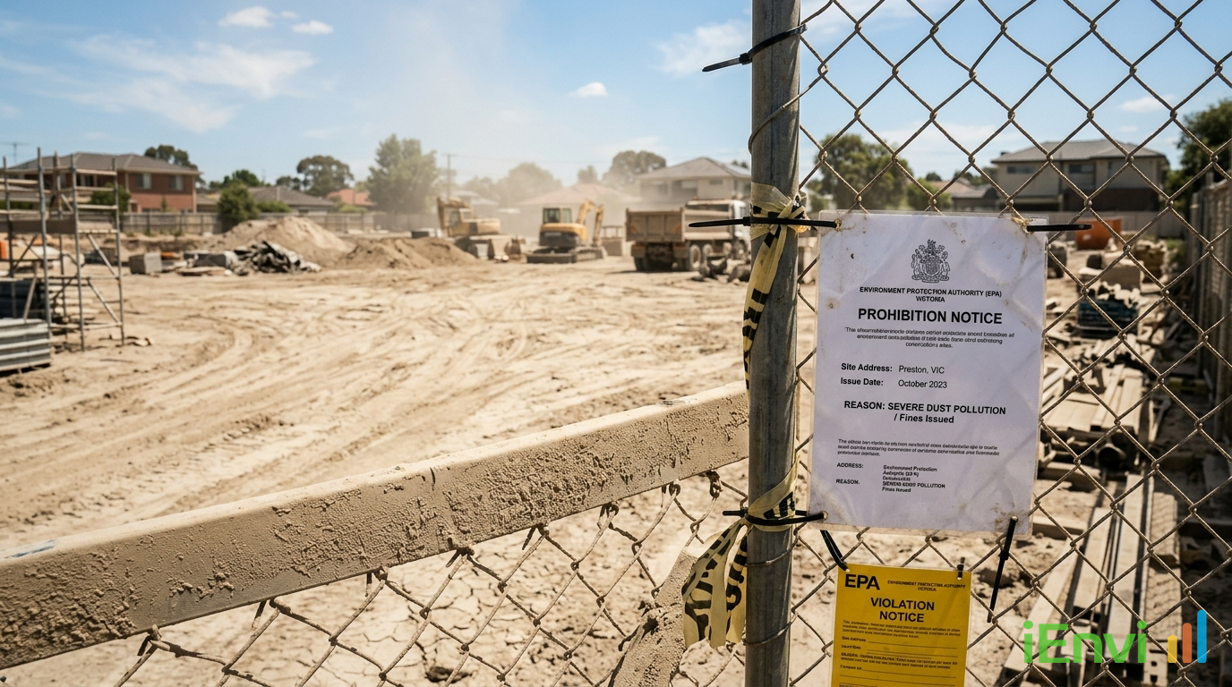 EPA Victoria issues Prohibition Notice and fines to Preston building site over severe dust pollution