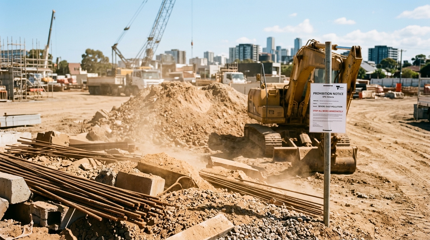 EPA Victoria issues Prohibition Notice and fines to Preston building site over severe dust pollution
