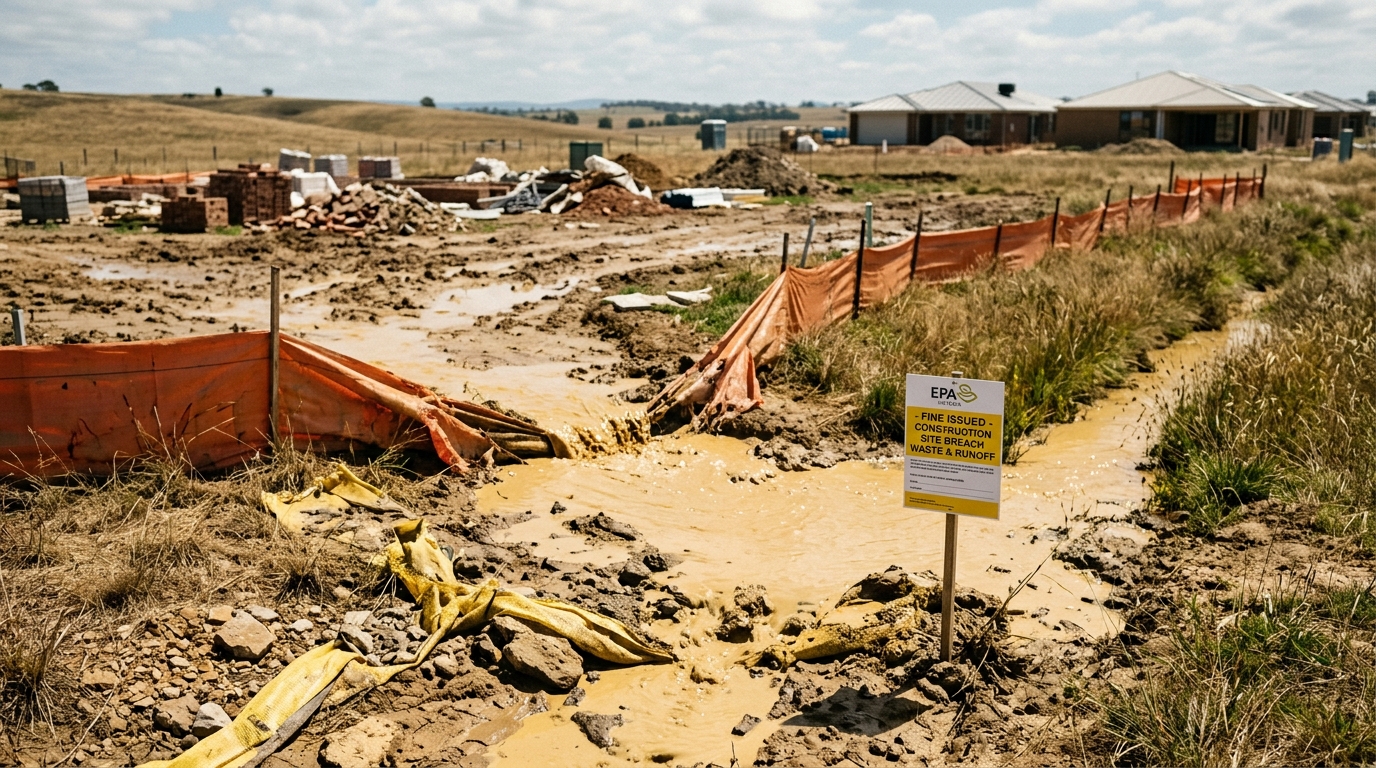 EPA Victoria fines three residential builders for construction waste and sediment runoff