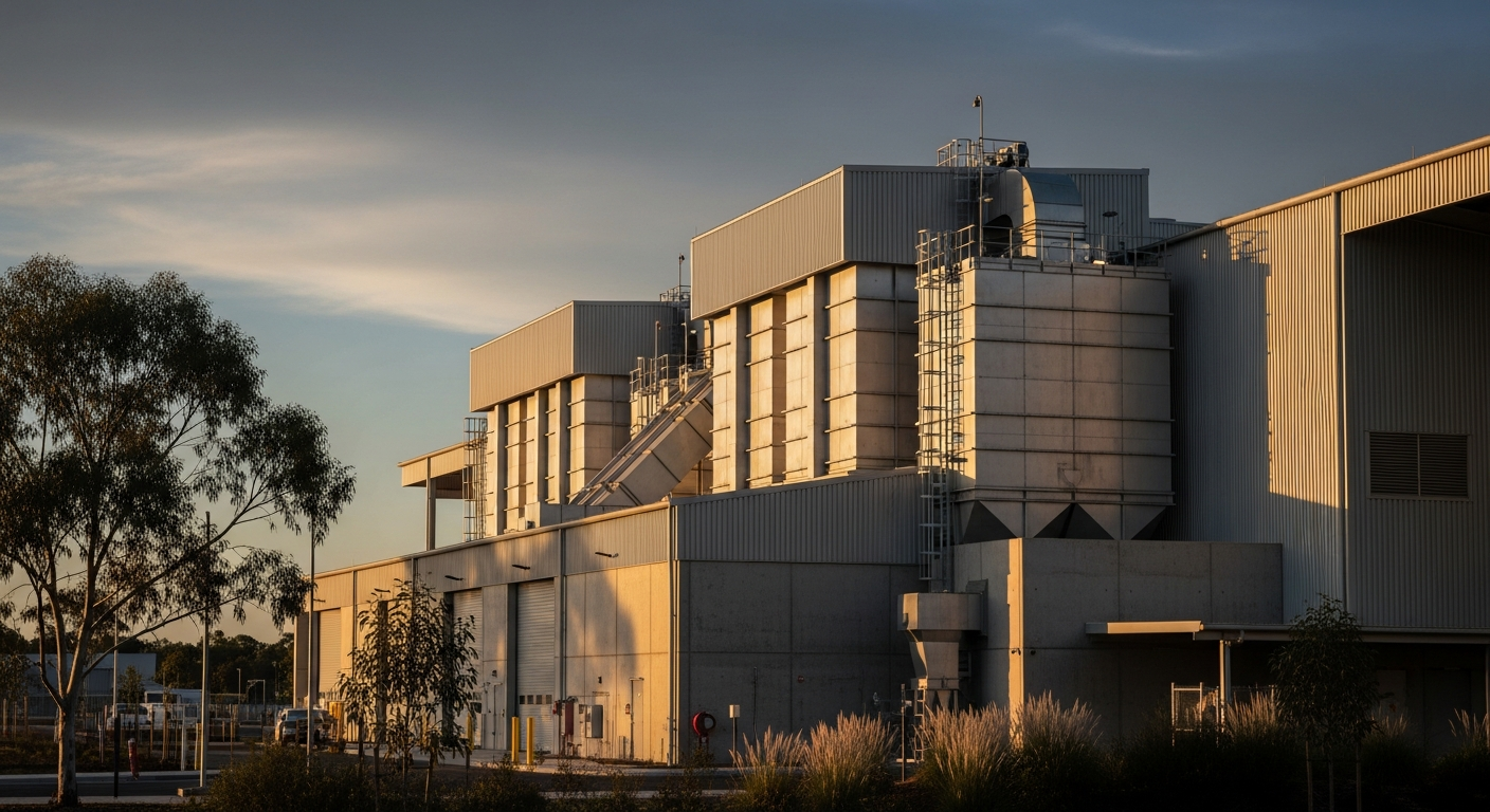 AI-generated supporting image EPA Victoria approves JBS Pork Laverton North rendering plant Development Licence with strict negative pressure and biofilter conditions