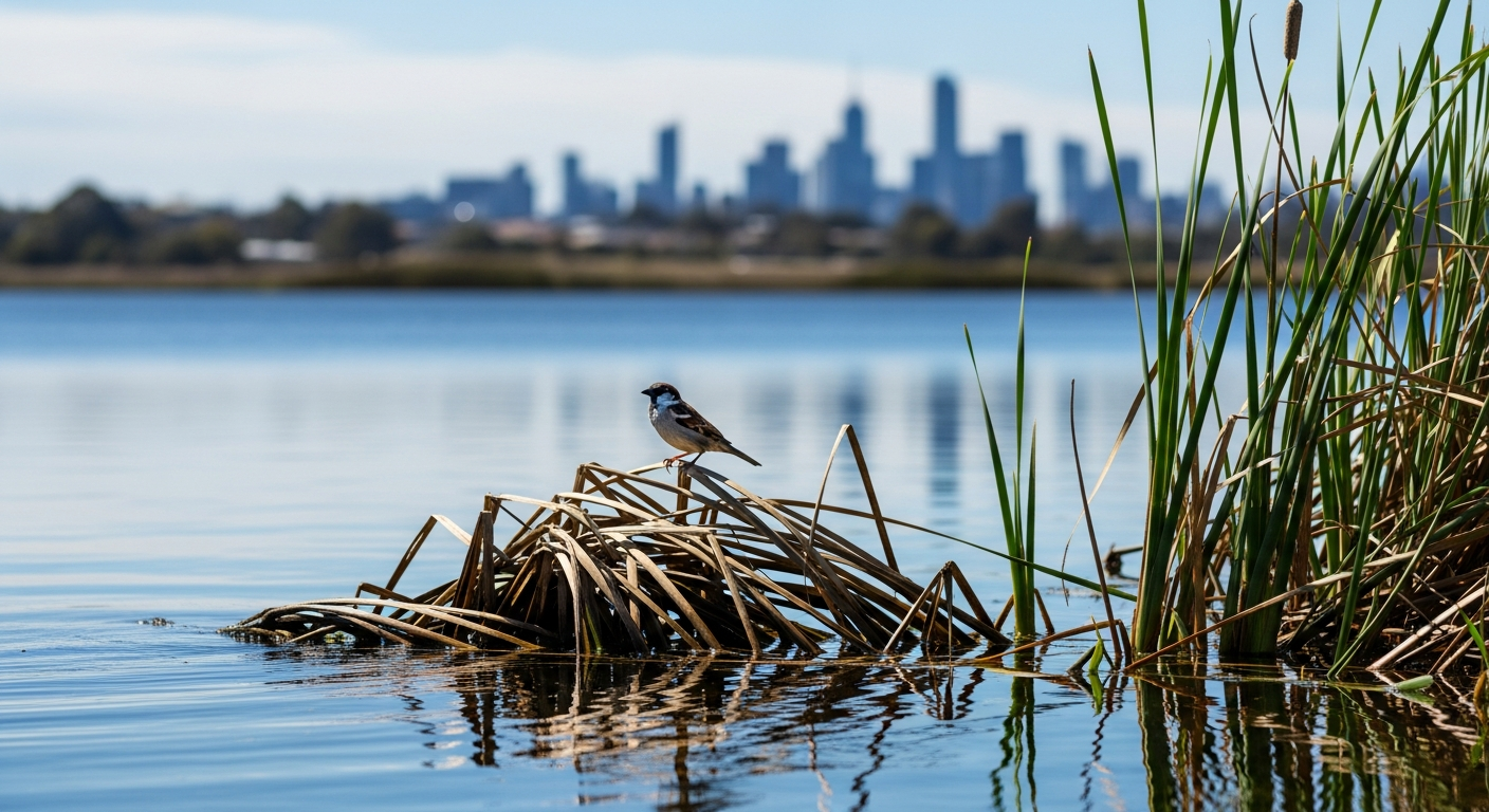 AI-generated supporting image Melbourne sparrow study reveals dynamic PFAS food-web exposure pathways for ecological risk assessments