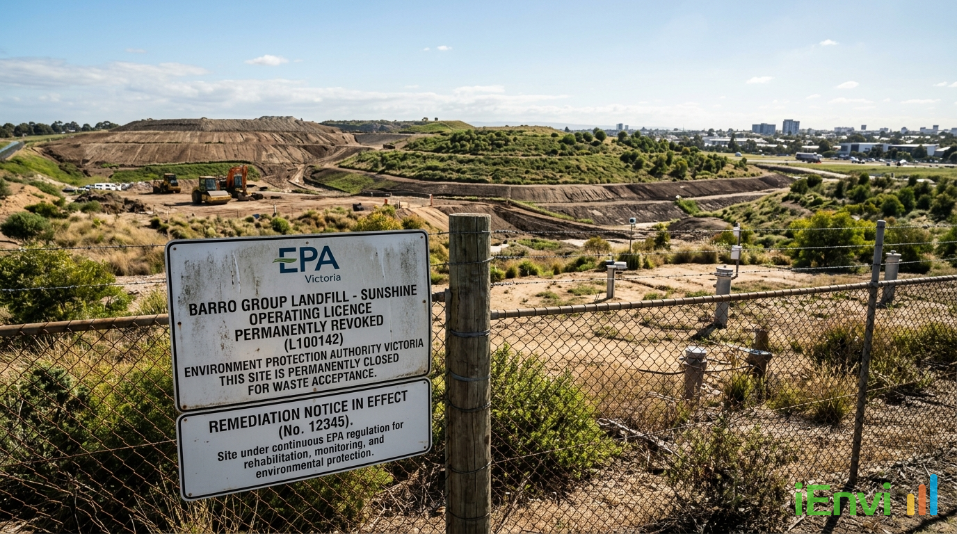 EPA Victoria permanently revokes Barro Group operating licence for Sunshine Landfill while maintaining ongoing remediation notices