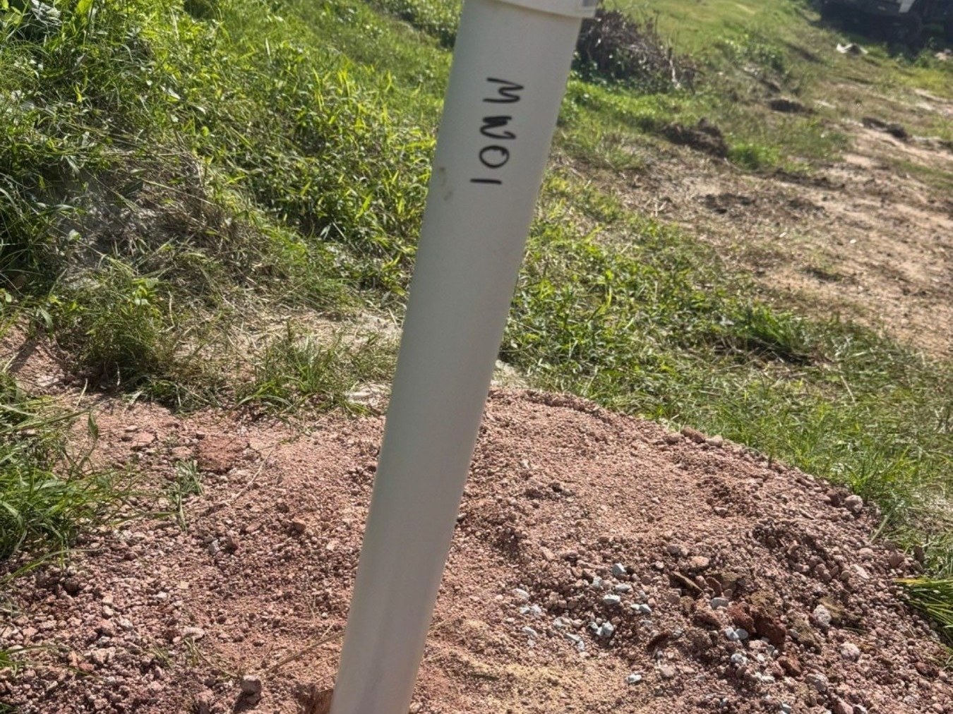 Groundwater monitoring well MW01 installed on a residential EMR-listed property in Manly Queensland