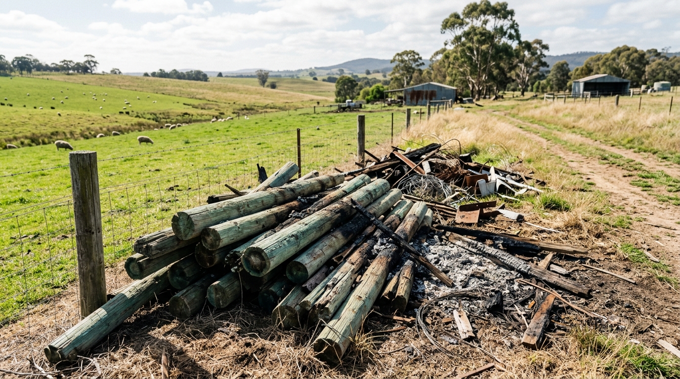 AI-generated supporting image EPA Victoria fines farm $10,176 and issues clean-up notice over CCA timber and waste burning