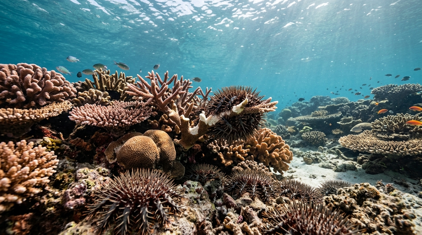 AI-generated supporting image AIMS 2025-26 Reef Survey Shows Coral Stabilisation from Monsoon Cooling Amid Rising Crown-of-Thorns Outbreaks