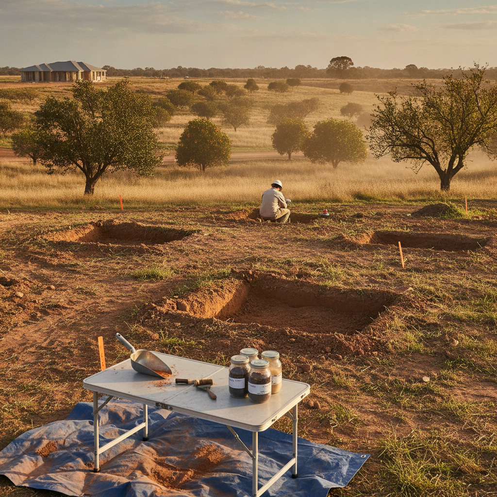 Former orchard site cleared for residential subdivision following a preliminary site investigation in northern Adelaide